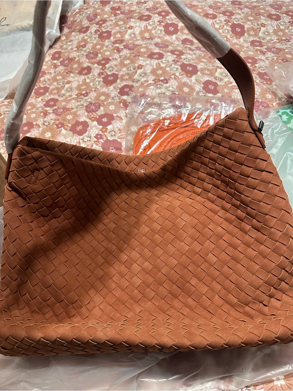 Woven Shoulder Bag in Terracotta Brown - Stylish Everyday Carry
